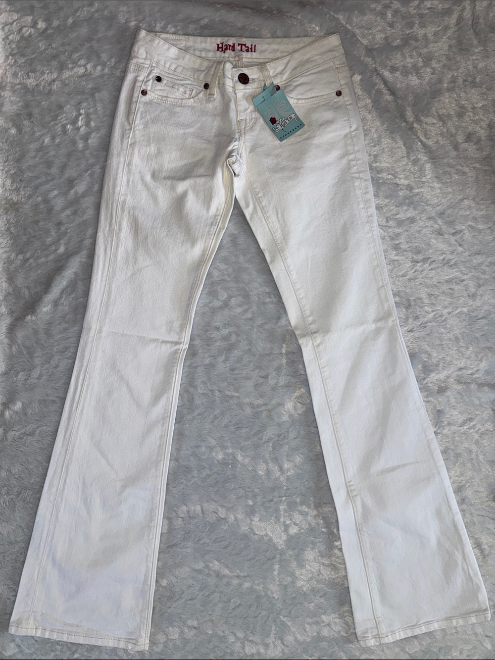 Hard Tail NWT Rocky White Flare Jeans with Bootcut Leg Size 25